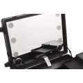 Aluminum case makeup led Multimedia FM System makeup case with lighted mirror